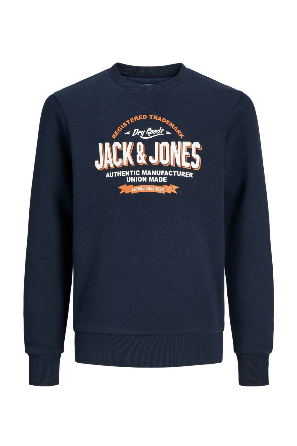JACK & JONES sweater JJELOGO met logo donkerblauw