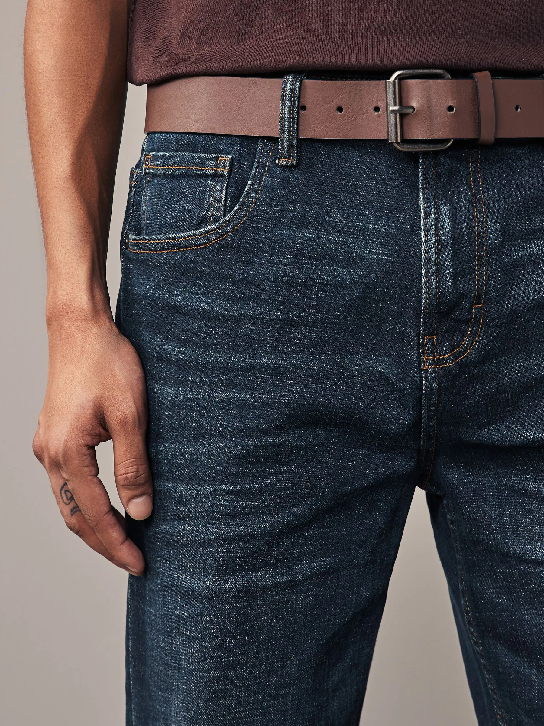 Blauwe wassing - Straight fit - Authentic jeans met riem