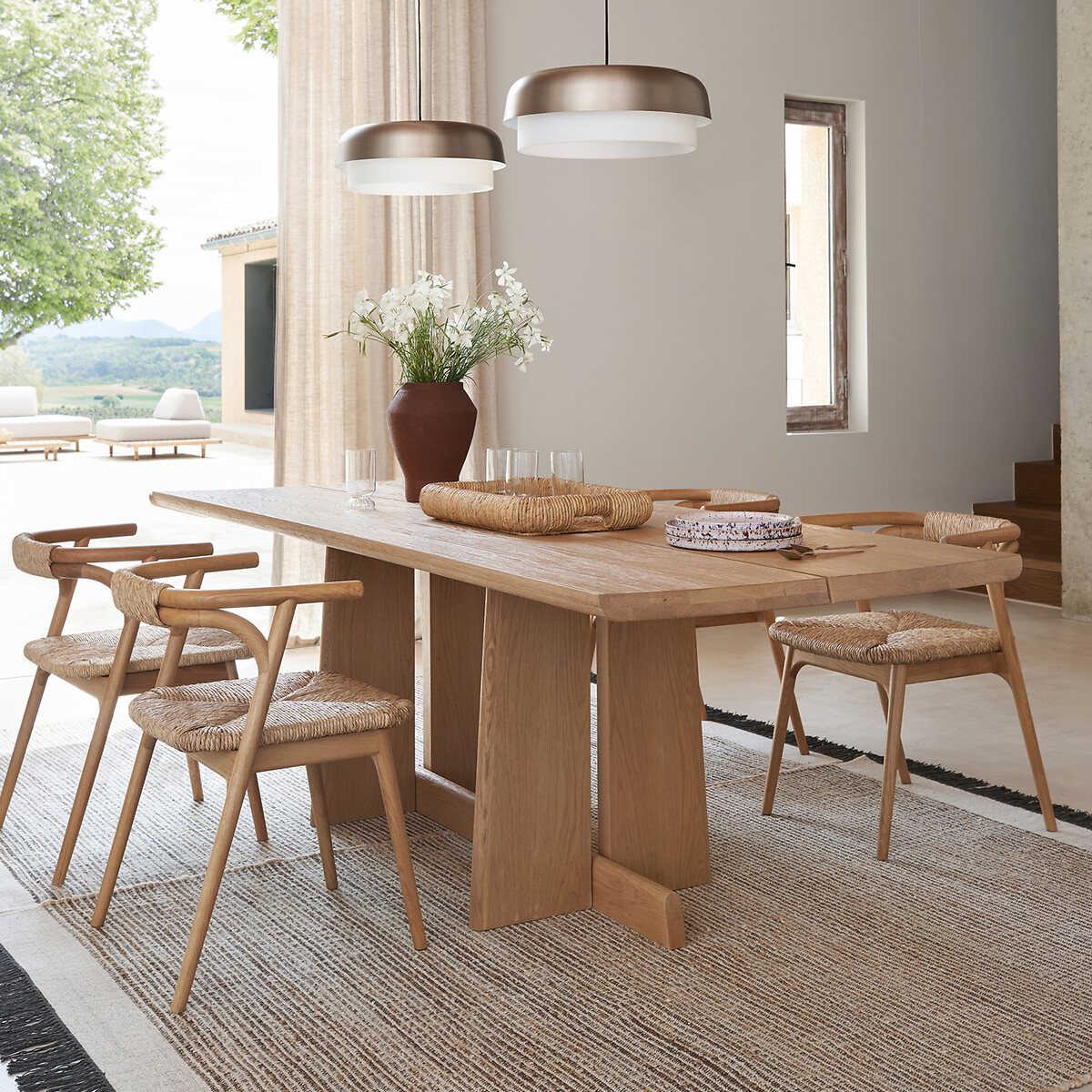 AM.PM<br>Mesa e poltrona em carvalho/rattan, Fermyo