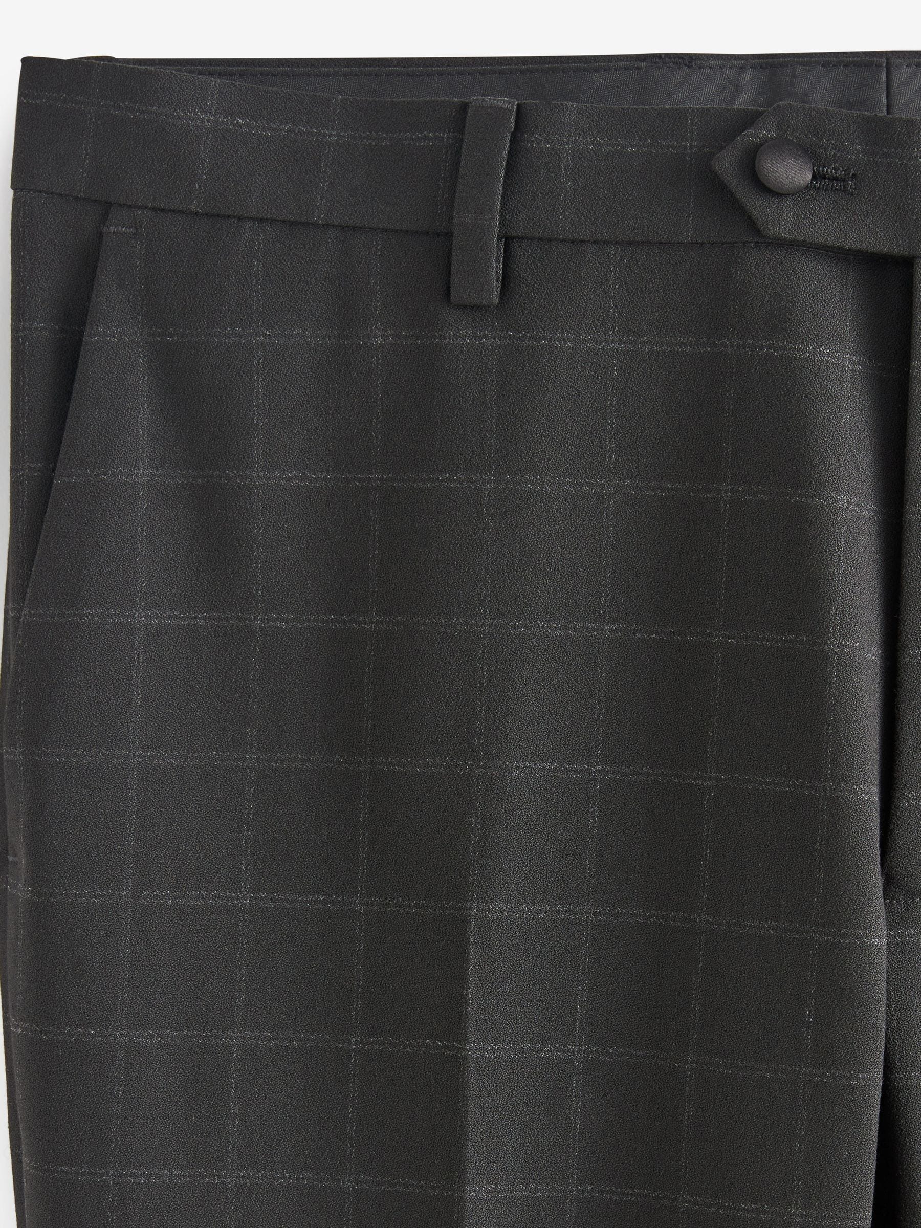 Zwart - Skinny-fit smoking met ruitmotief: pantalon