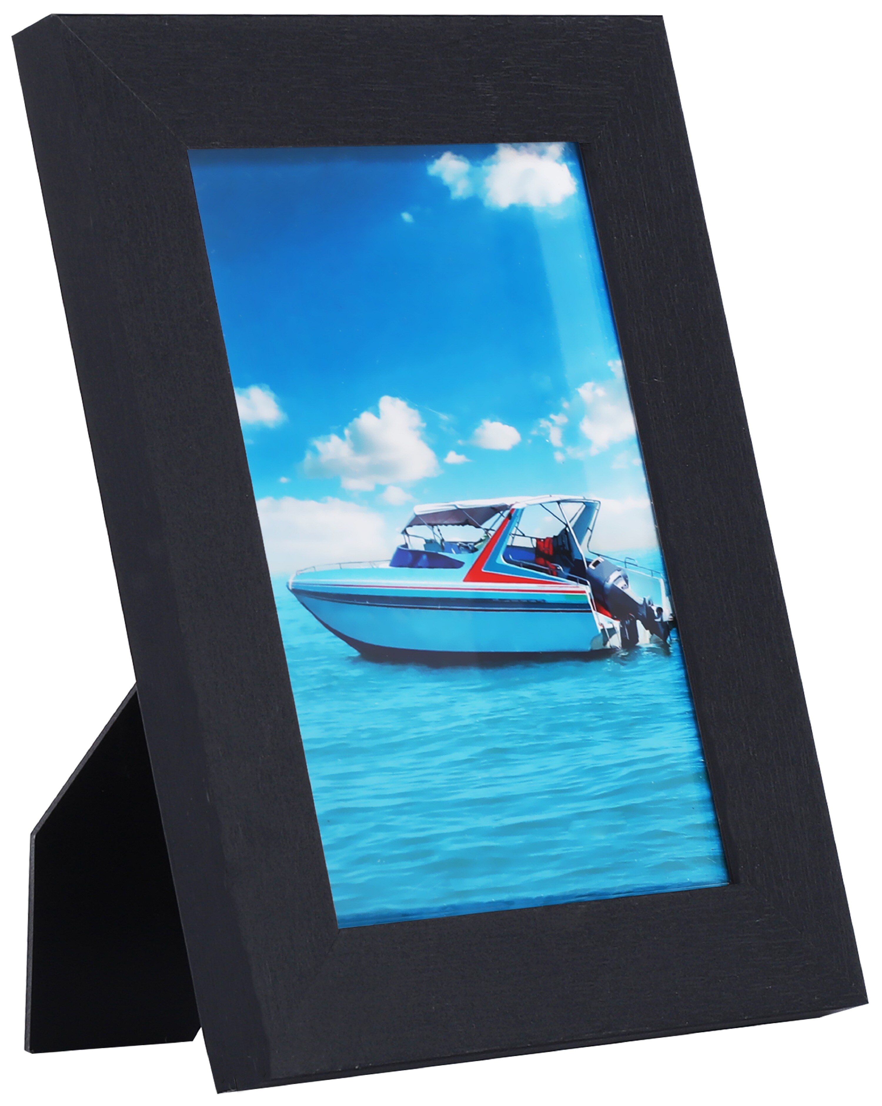 Ecosa Bilderrahmen 13x18cm Echtglas MDF Wandhalterung schwarz