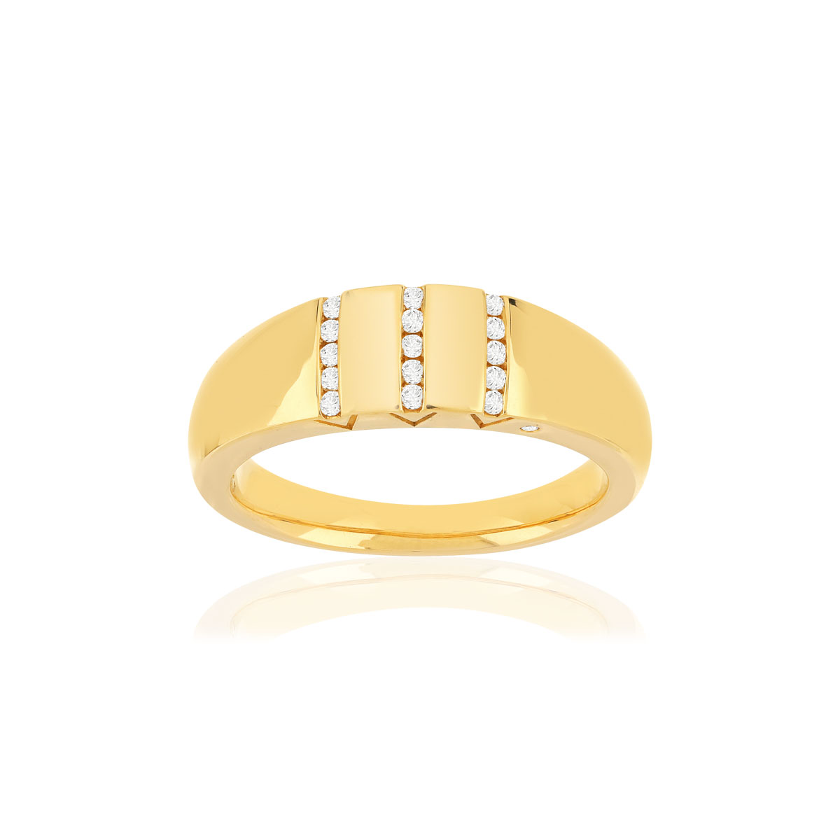 Bague VAN BRILL or jaune 750, diamants.