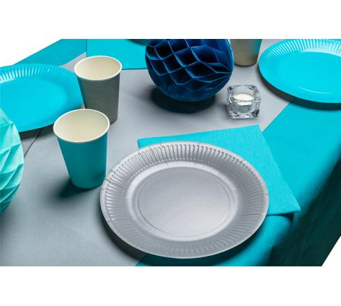 (20er Set) Ø23cm Pappteller Einweg Papier Teller Party Geschirr Tisch Deko (79216I) - Türkis