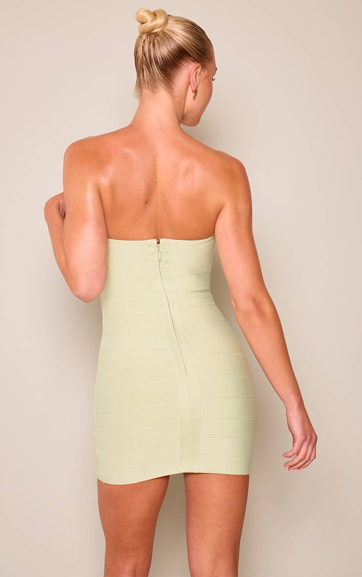 Vert Sauge Robe Mini Bustier Bandage