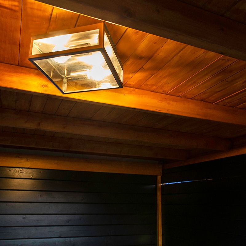 Moderne vierkante buiten plafondlamp staal 2-lichts - Rotterdam
