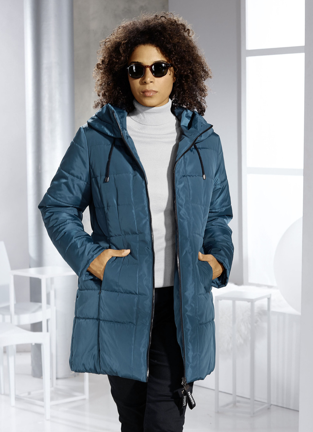 Longjacke mit 2-Wege-Reißverschluss