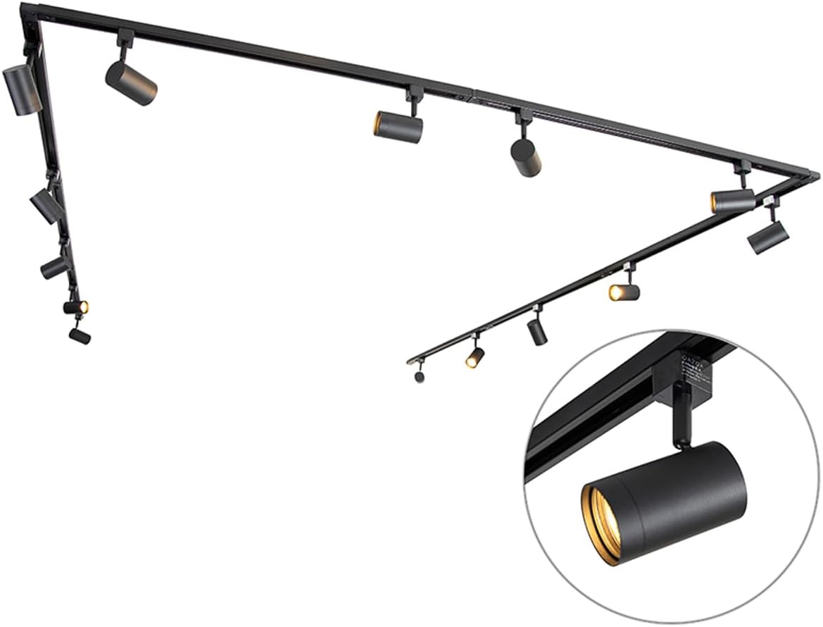 QAZQA - Modern Modernes 1-Phasen-Schienensystem Komplettset I Spotlight I Deckenspot I Deckenstrahler I Strahler mit 14 Spot I Spotlight I Deckenspot I Deckenstrahler I Strahler I Lampe I Leuchtes sch