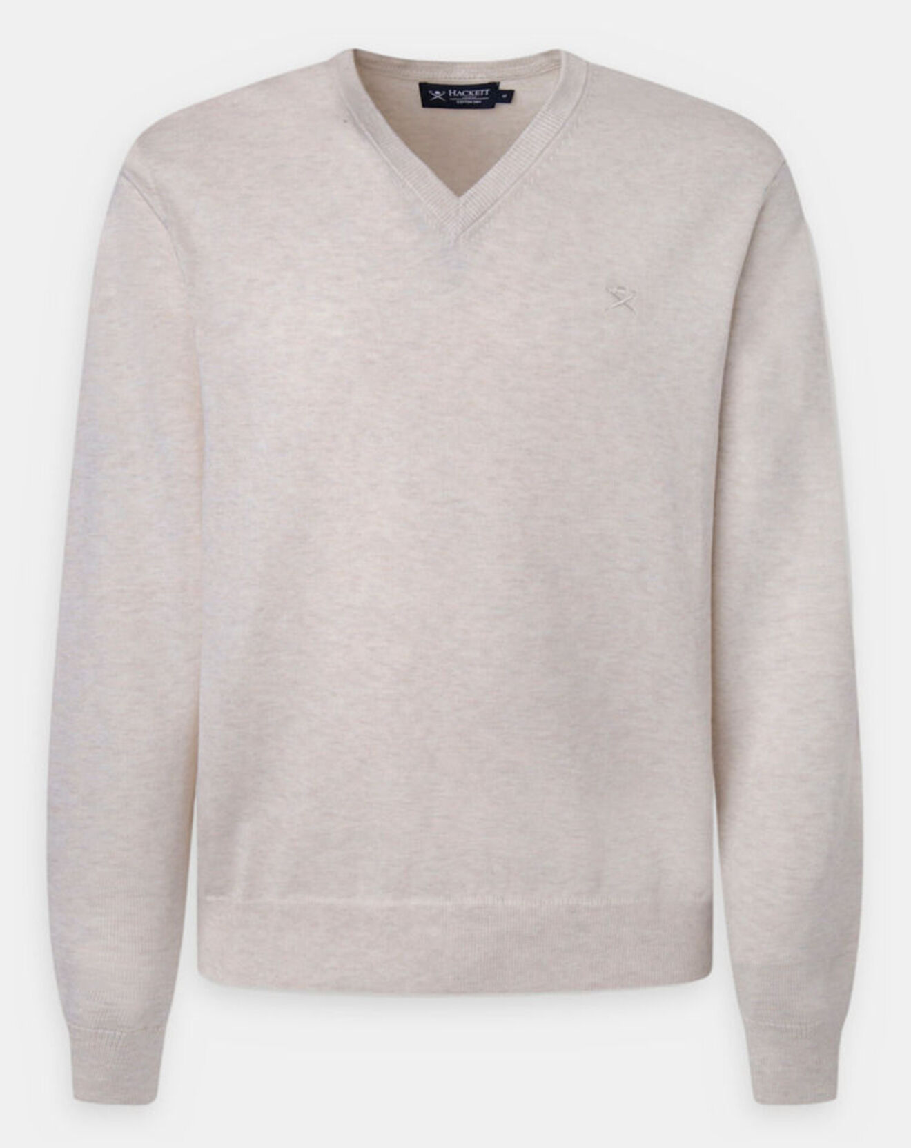 Hackett London Pull en Coton & Soie col V écru chiné