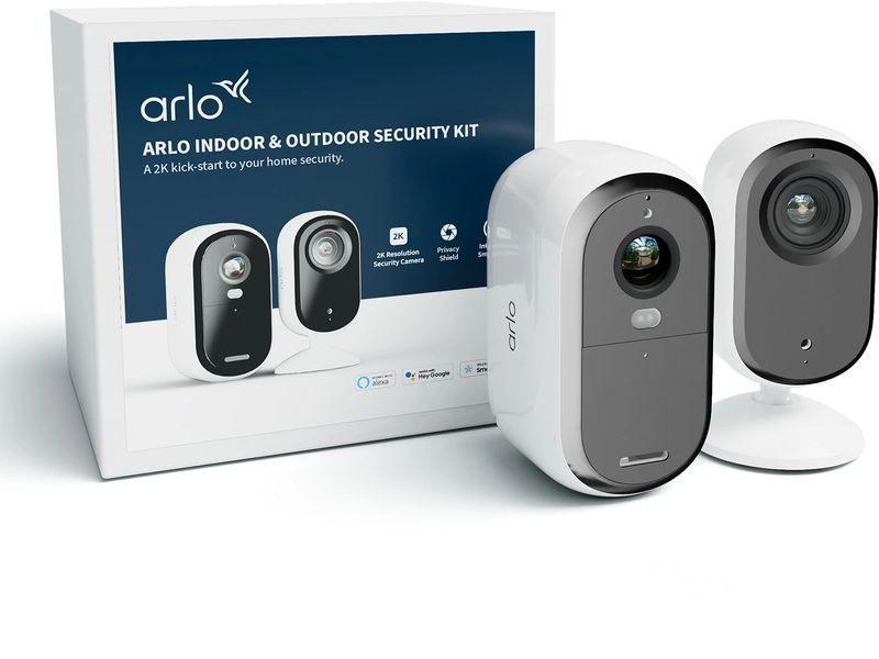 Arlo Netzwerkkamera IP 2er Pack, BUN3050-3060EUS Weiss Sicherheits-Kit für den Innen- und Aussenbereich
