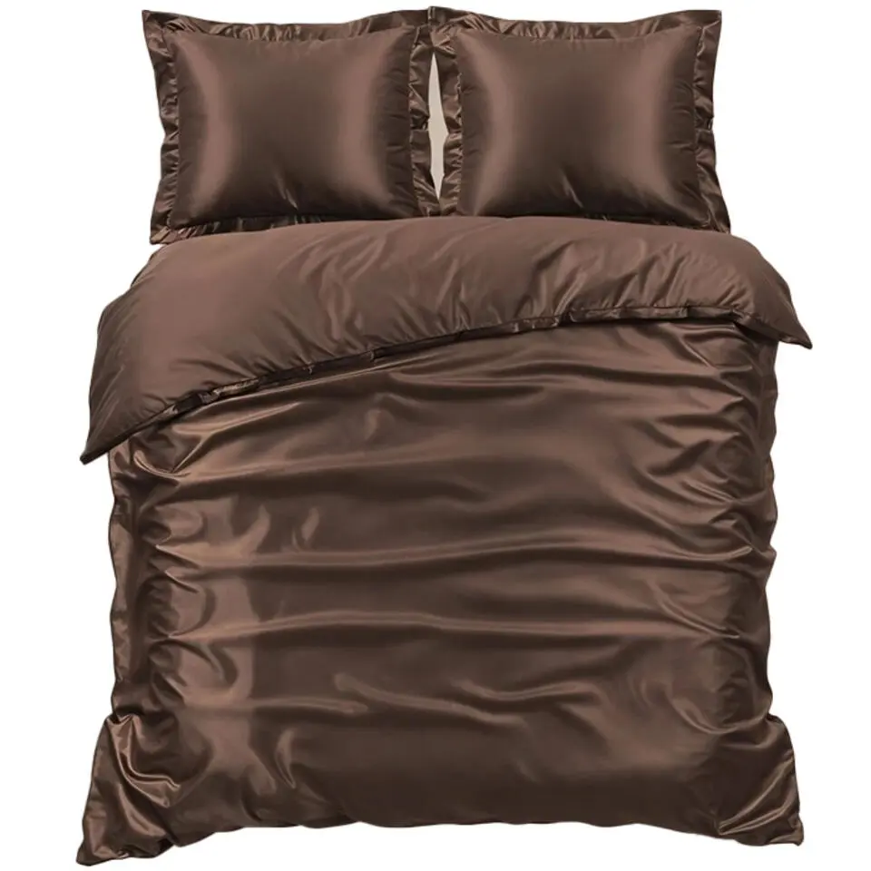 Satijn Dekbedovertrek Glossed Bruin-1-persoons (140 x 200/220 cm)