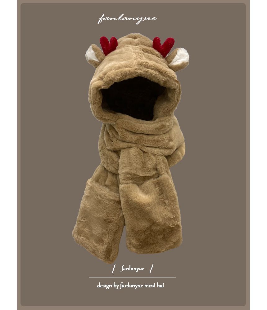 Zaalouk - Hertenhoorn Fluffy Hooded Scarf