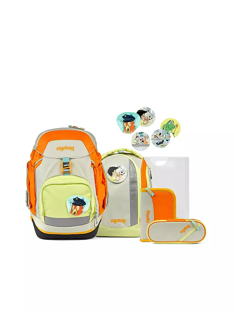 ERGOBAG Schultaschen Set 5tlg Pack Stadt Bärwohner hellgrau