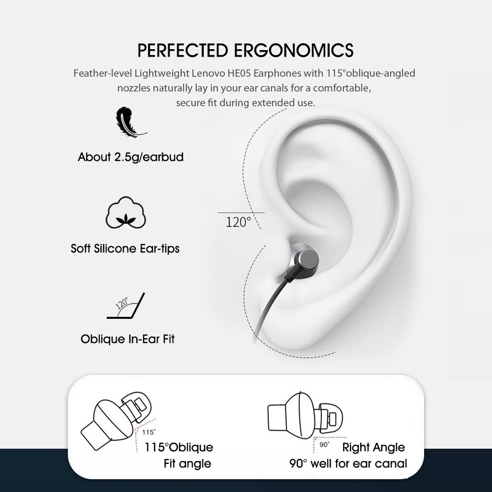 Lenovo HE05 Bluetooth-Kopfhörer Schwarz
