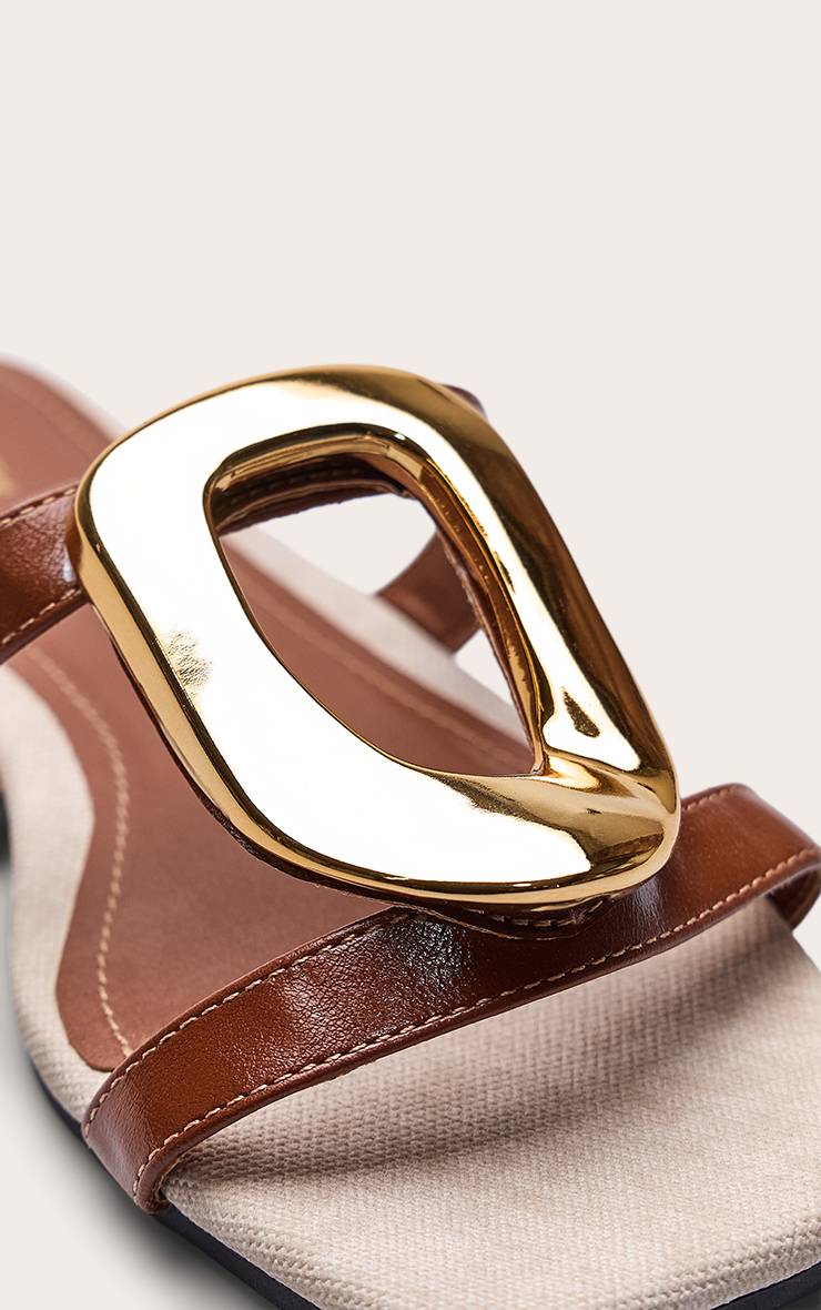 Marron Sandales Mules En Synthétiquecuir Avec Détail Argenté