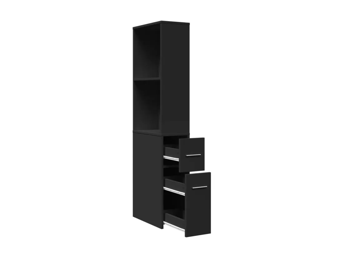 Armoire de salle de bain étroite avec roulettes noir