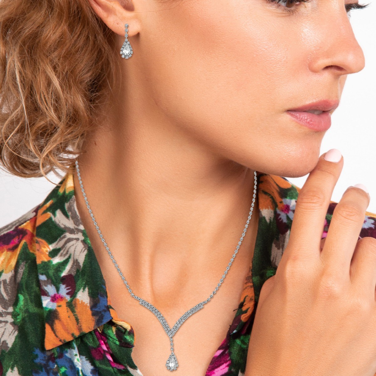 Parure collier et boucles d'oreilles SC Crystal