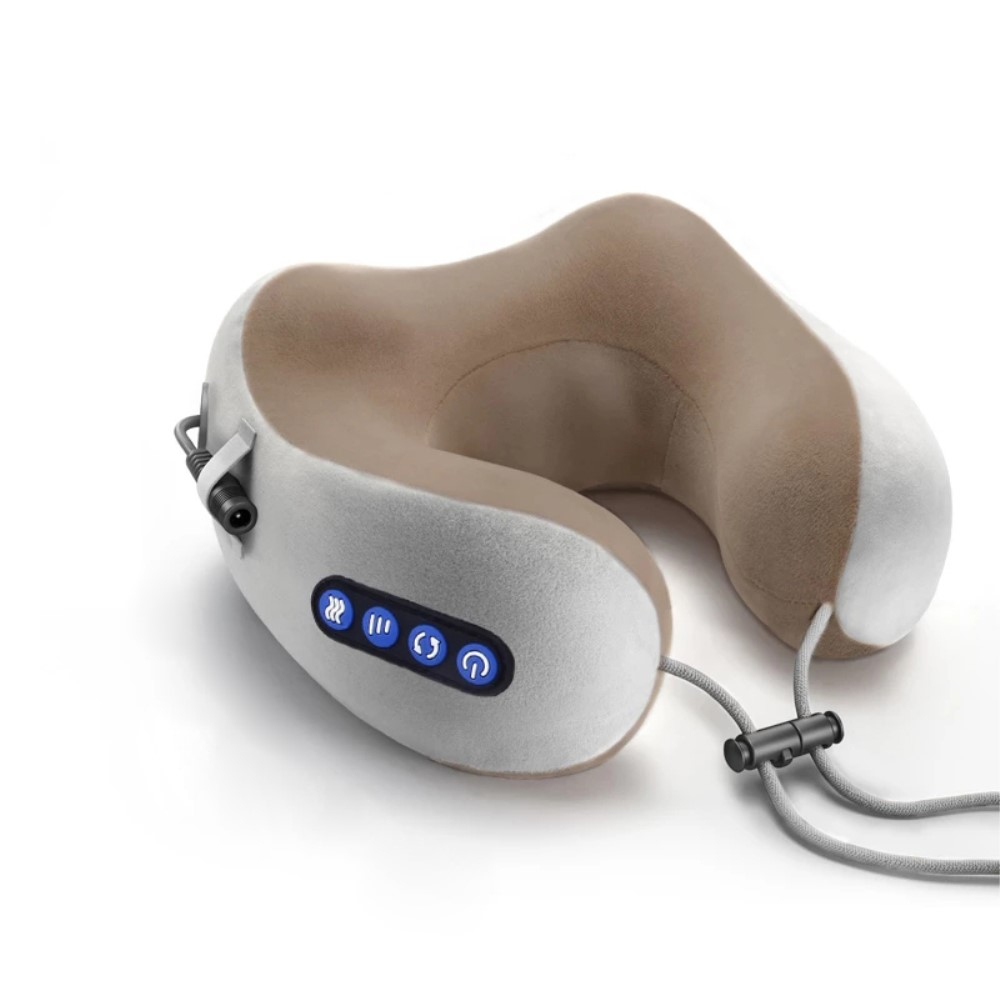Shiatsu Nacken Massage Kissen Tiefenknetmassage Massagegerät mit Wärmefunktion - Grau / Braun