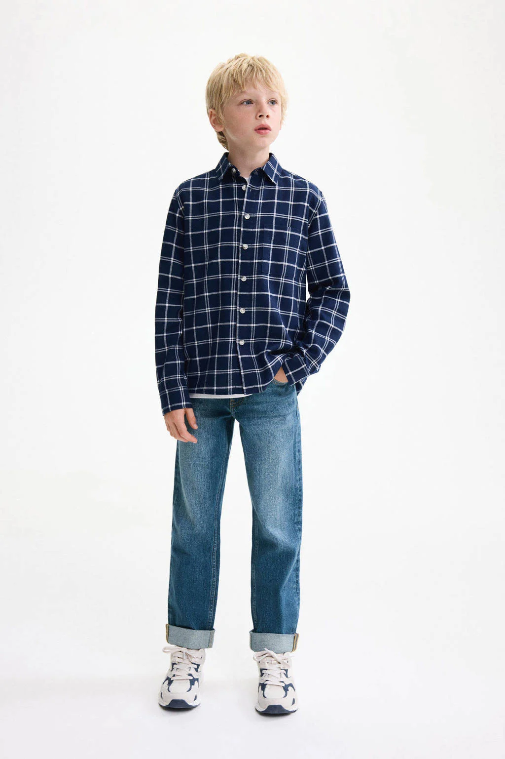 Mango Kids regular waist regular fit jeans medium blue denim