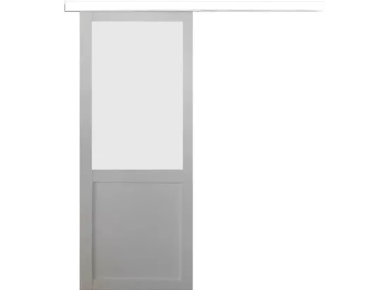 Porte Coulissante Athena Blanc H204 X L73 + Rail Alu Bandeau Blanc Gd Menuiseries