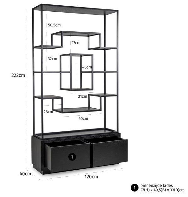 Wandkast 211398 Bonvoy B120 x D40 x H222 cm