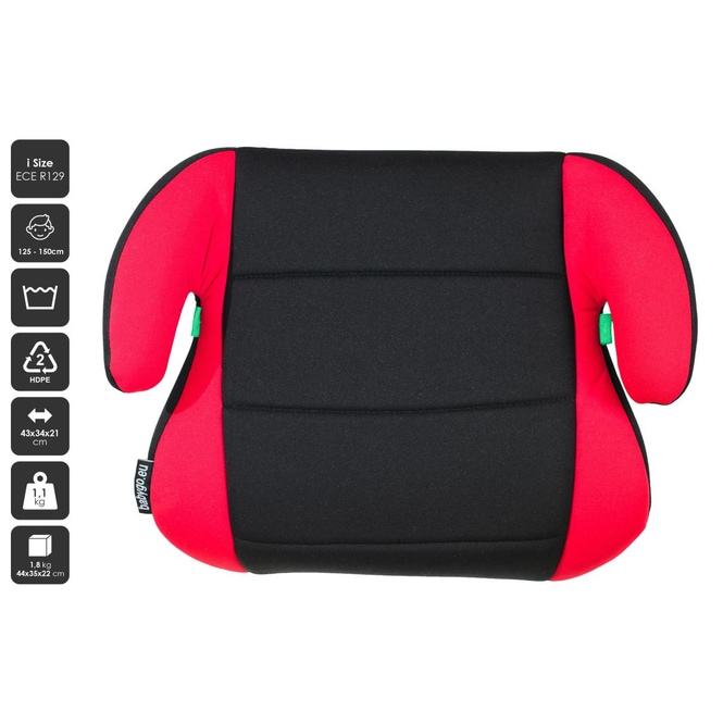 babyGO - Sitzerhöhung BOOSTER i-Size - schwarz/rot