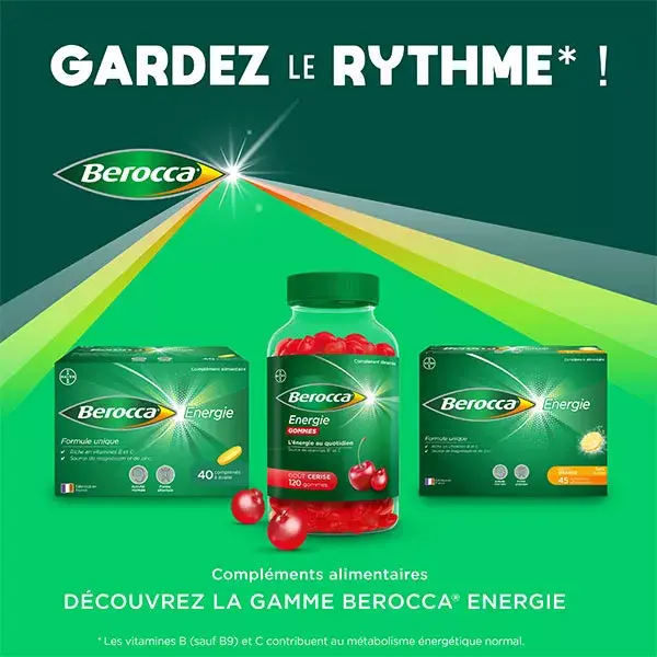 Berocca® Energie 120 gummies Multivitamines Complément Alimentaire Goût Cerise