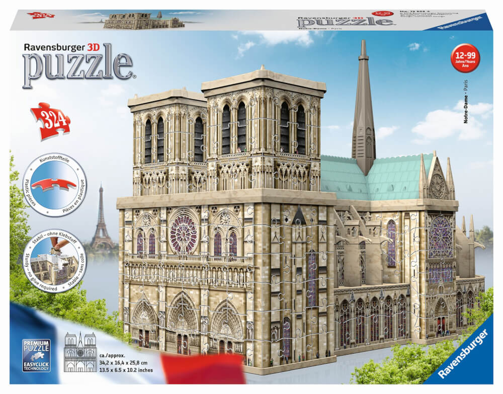 Ravensburger 3D Puzzle 12523 - Cathédrale Notre-Dame de Paris - 324 Teile - Notre-Dame zum selber Puzzeln ab 10 Jahren