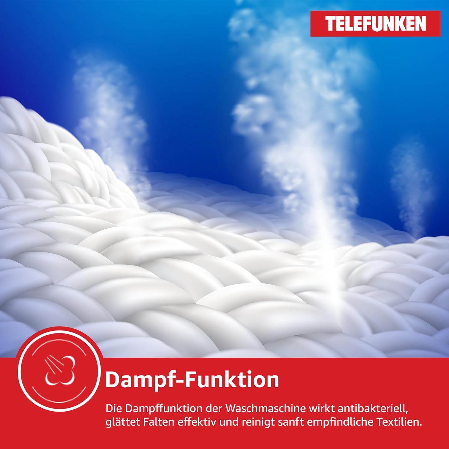Telefunken Waschmaschine 10kg mit Dampffunktion | 1400 U/Min. | Automatische Waschmitteldosierung | Inverter Motor | AquaStop | Schontrommel | Washing Machine mit 15 Programmen | W-10-1400-A-W weiß
