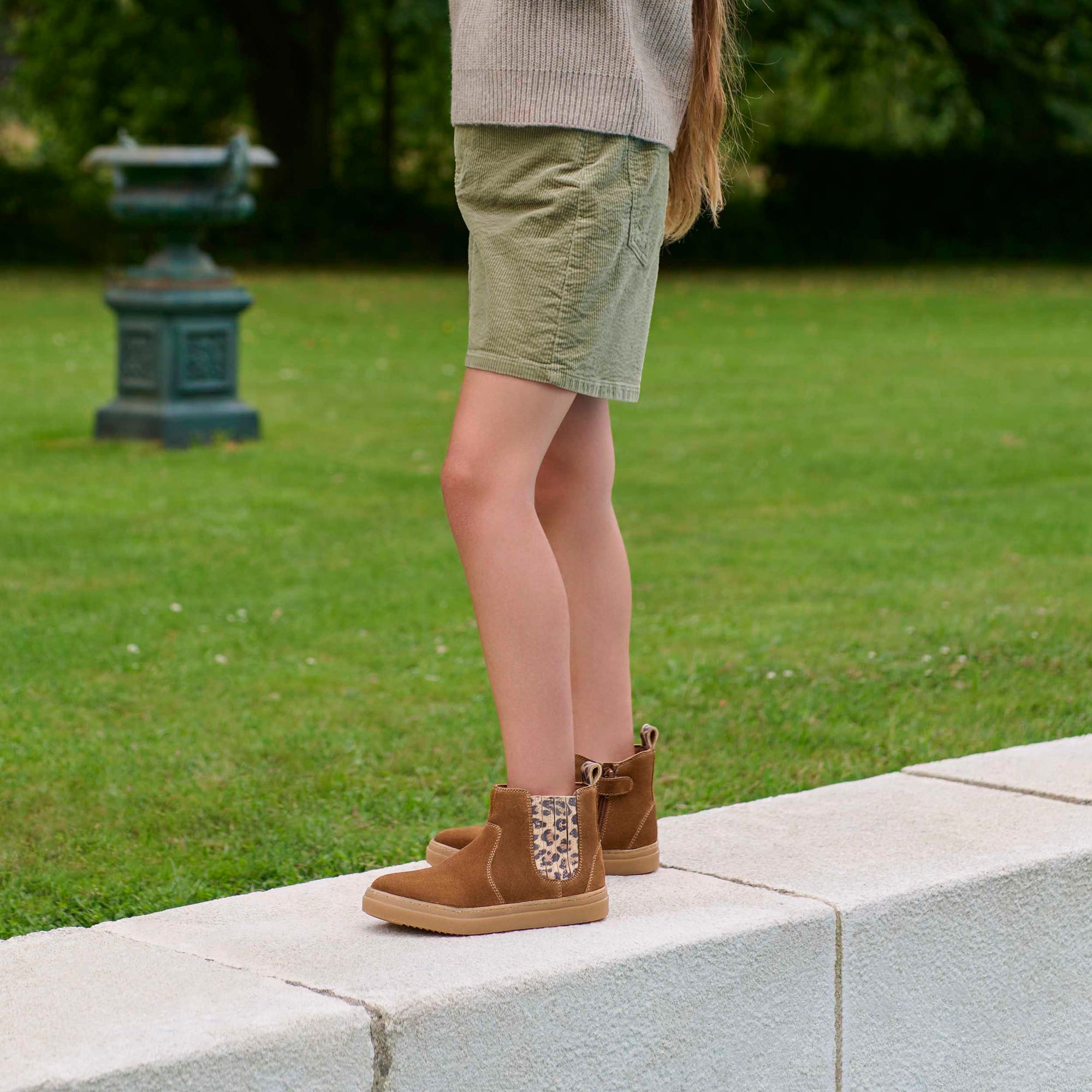 Bottines Fille en cuir cognac