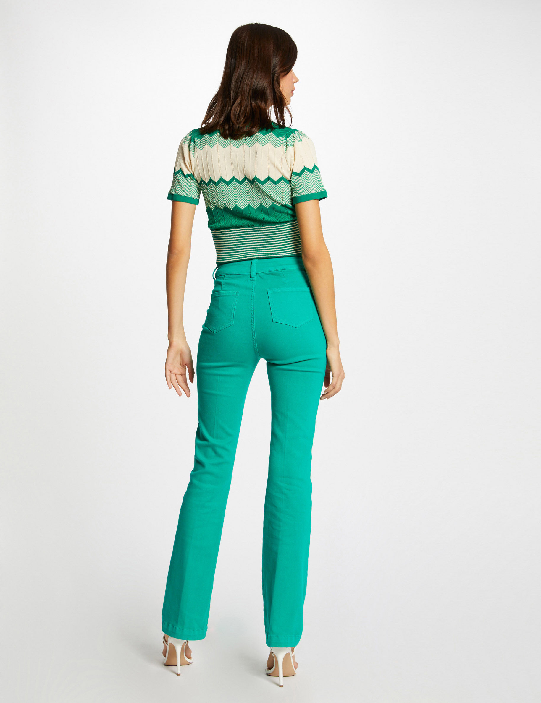 Pantalon bootcut avec détails tressés vert femme - vert