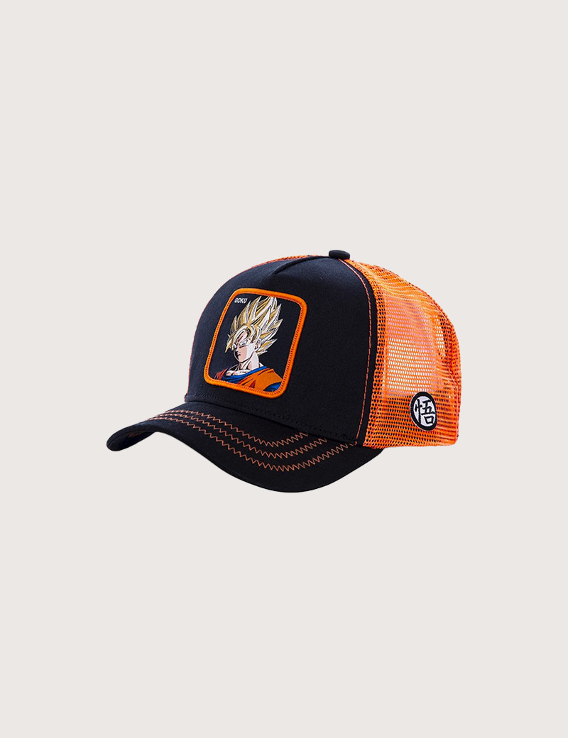 CAPSLAB CASQUETTE TRUCKER ENFANT SUPER SAYAN GOKU NOIR ORANGE