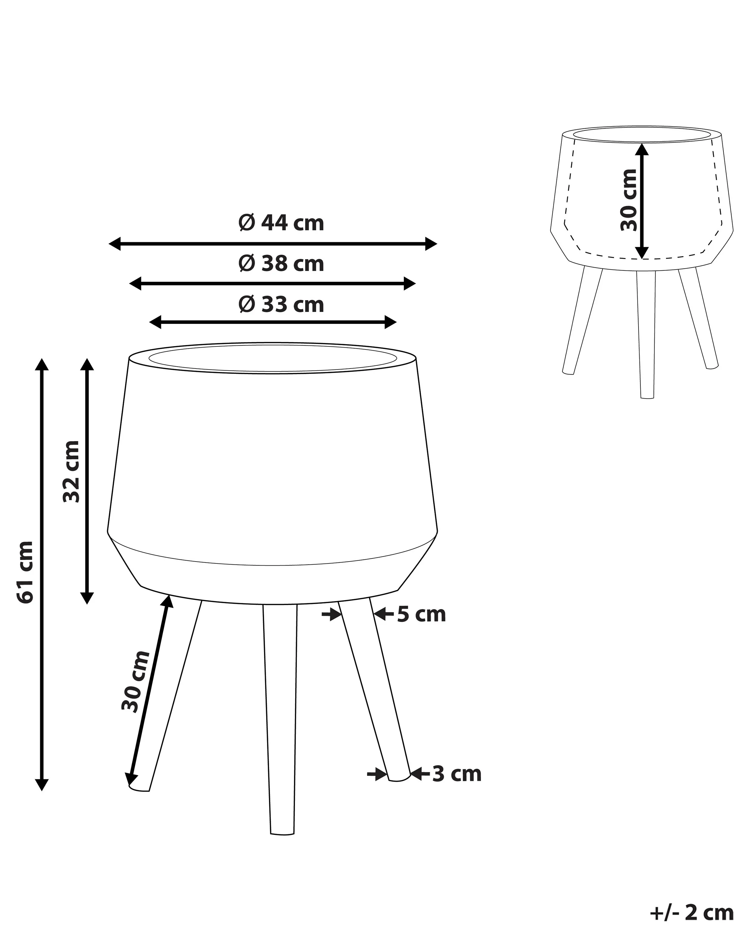 Verhoogde bloempot MALAKI 44 cm Lichtgrijs