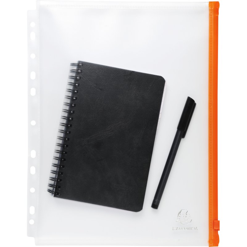 Pochettes de rangement à zip perforées A4 Exacompta Exactive incolore - Sachet de 5