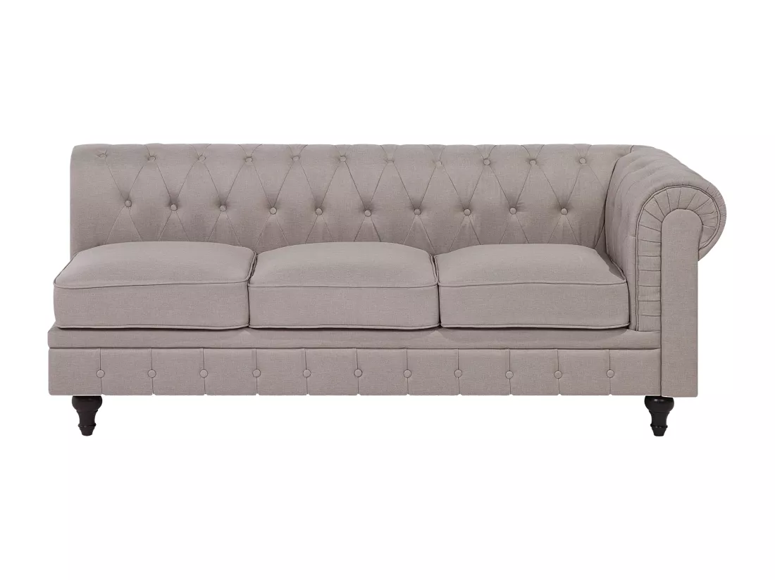 Canapé d'Angle à gauche en Tissu Beige Housse Amovible Assise Large Chesterfield