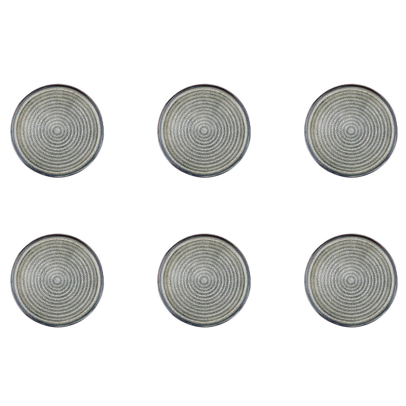 Bjorn 6 Assiettes en Grès Zen gris/bleu - D.17 cm
