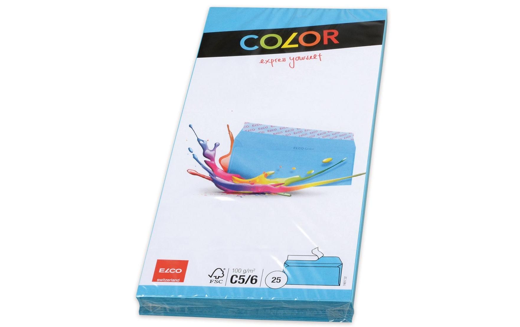 Couvert Color C5/6, Keine Fenster, 25 Stück, BlauFarbige Briefumschläge von Elco