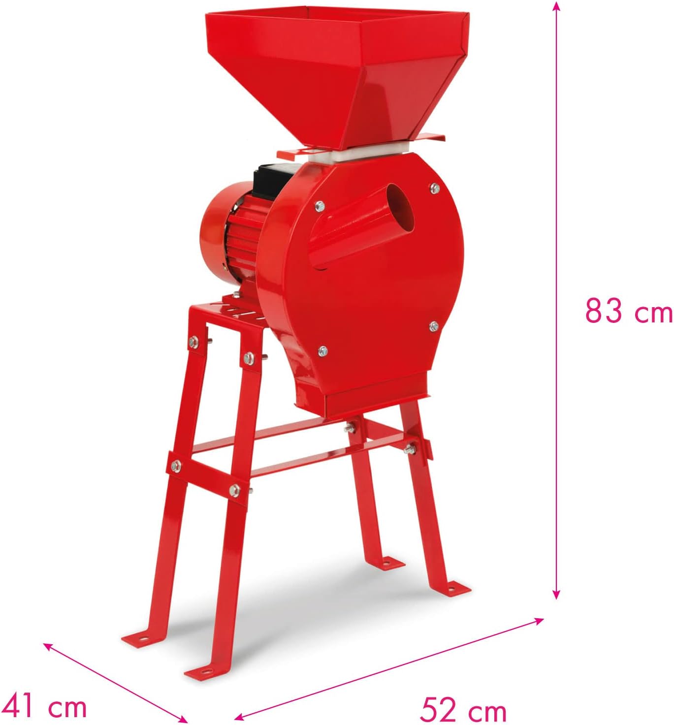 EBERTH Elektrische Getreidemühle mit Starkem 1100 Watt Elektromotor, Durchsatzmenge 240 kg/h, Schrotmühle mit Scharfer Edelstahlklinge, Vier Sieben und Untergestell, Zerkleinerer für Getreide