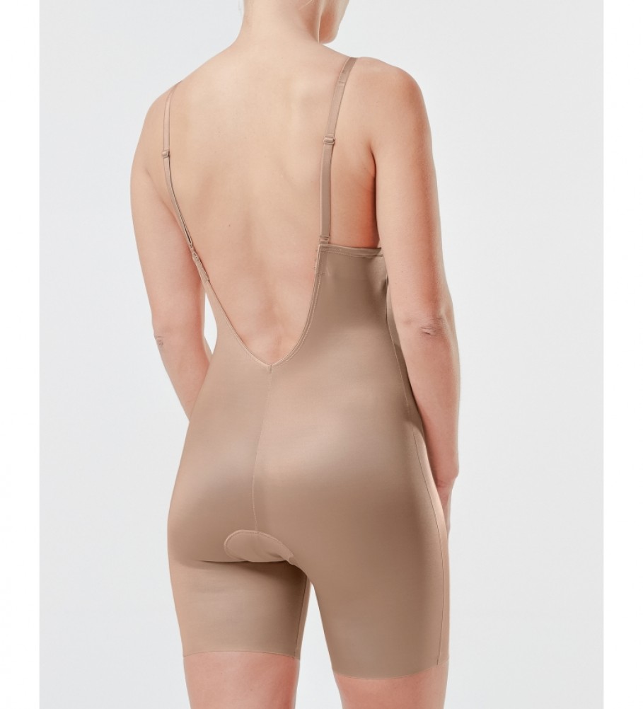 Cinta modeladora SPANX com decote em U e pernas curtas 10157R bege champanhe