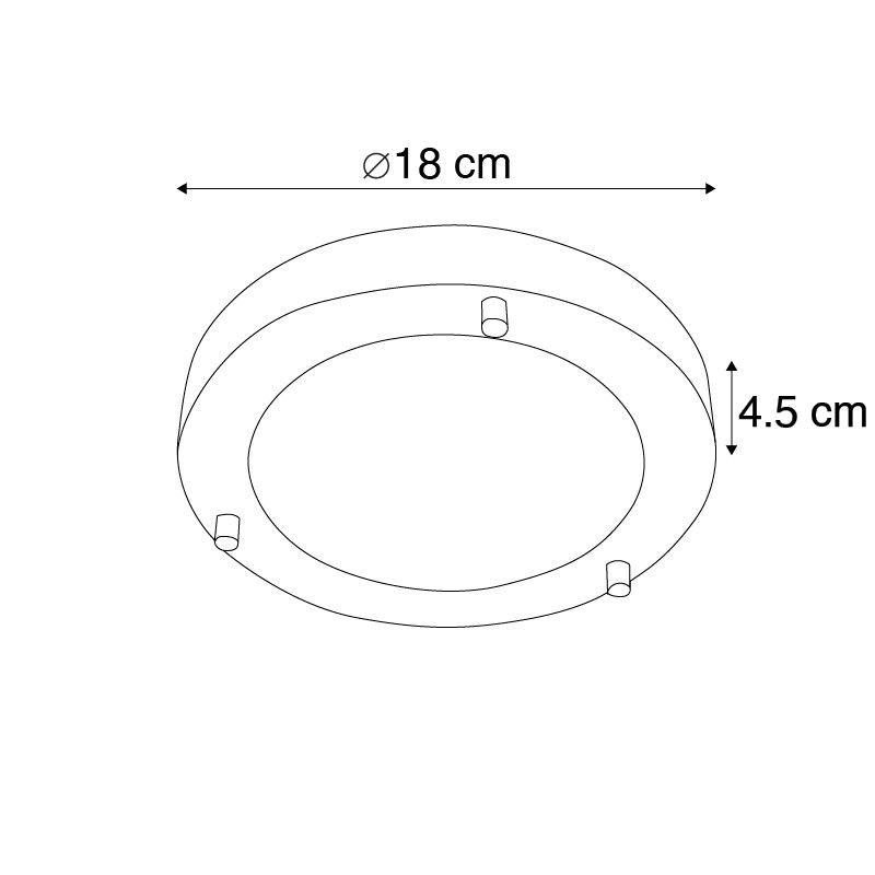 Moderne plafonnière staal 18 cm IP44 - Yuma