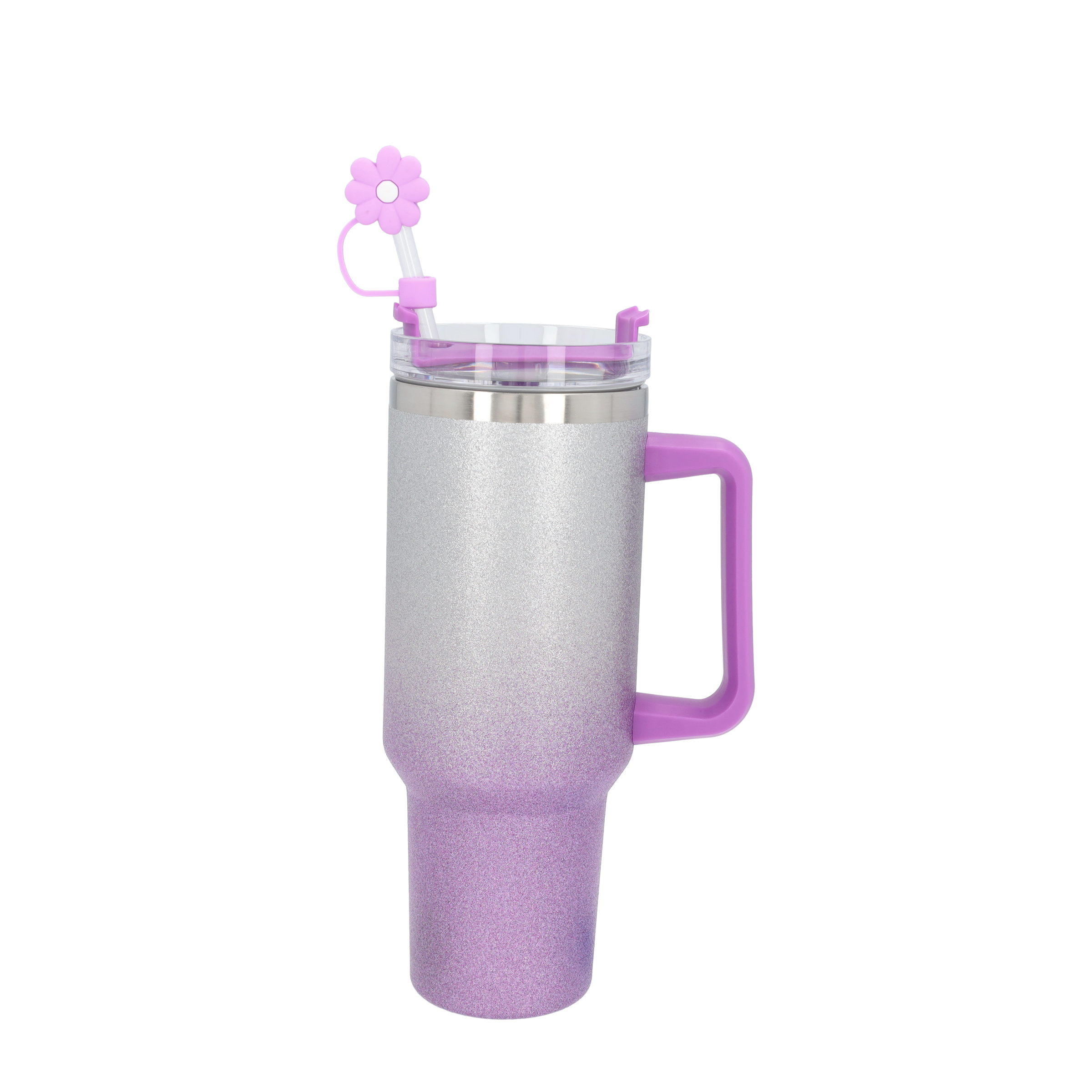 (5er Set) Wiederverwendbare Strohhalm Abdeckung Trinkhalm Topper Glas Markierung für Stanley Cup Thermo Becher - Blume