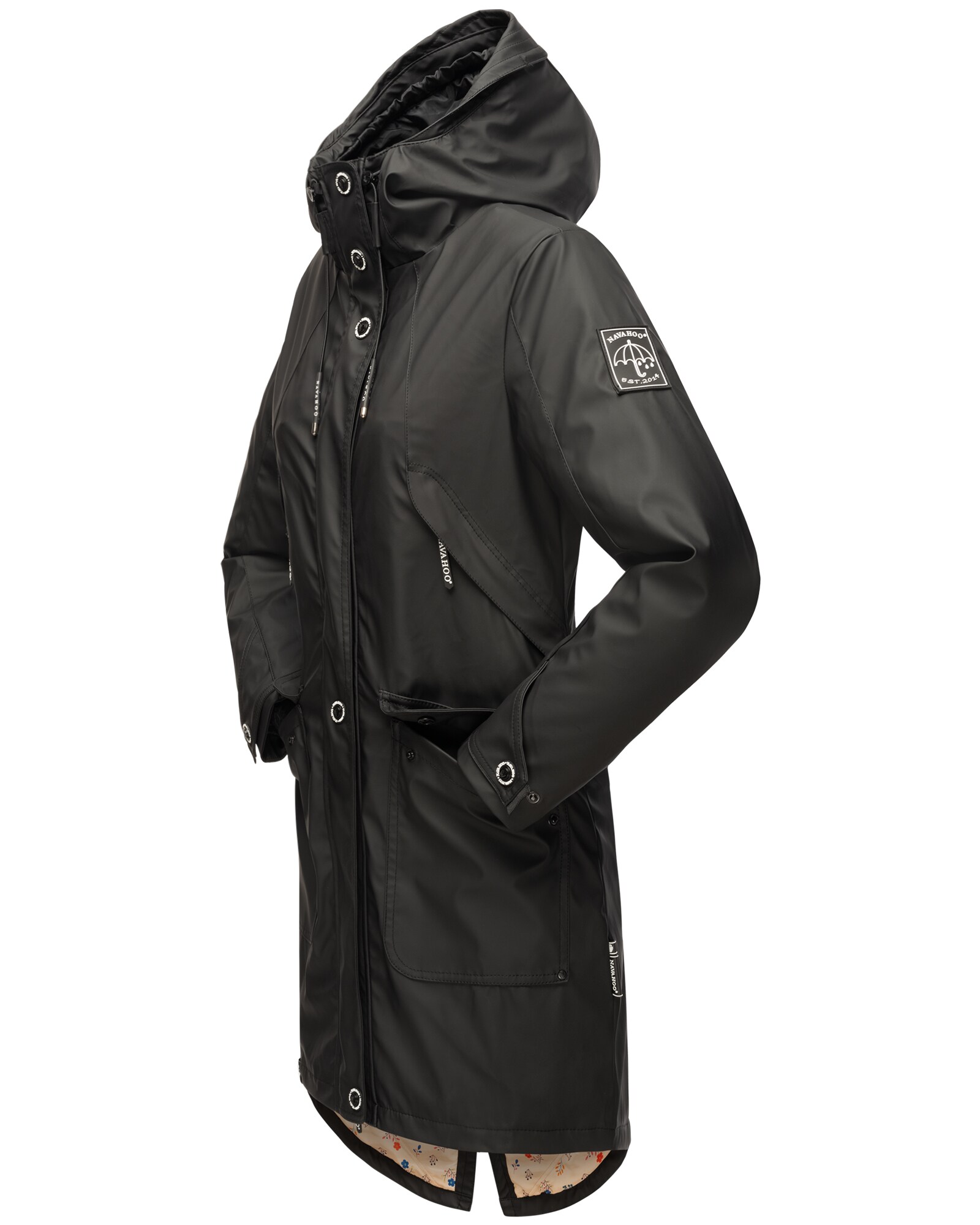 NAVAHOO Damen Übergangsjacke Outdoor Funktions Regen Mantel Parka Kurzmantel mit Kapuze Schötchen