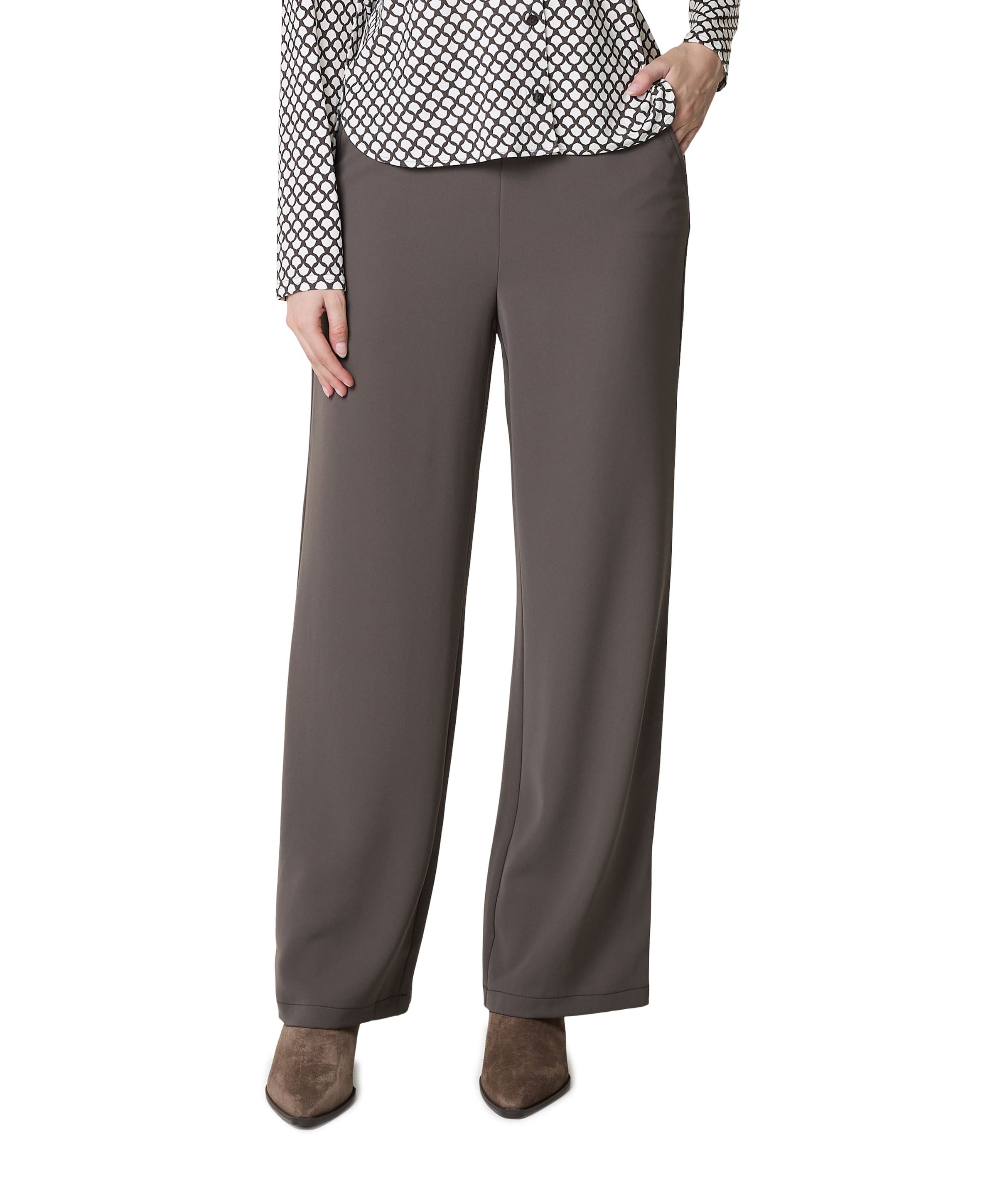 Frank Walder Wide leg dames broek bruin
