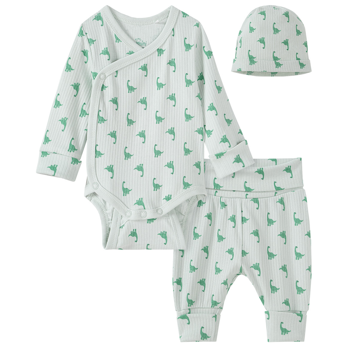 Topomini Newborn Wickelbody, Leggings und Mütze im Set hellgrün