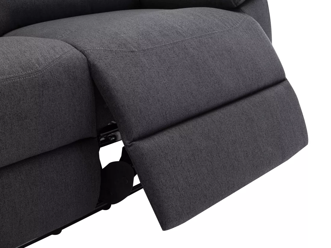 Canapé 3 places et fauteuil relax électrique en tissu gris anthracite LUNANO