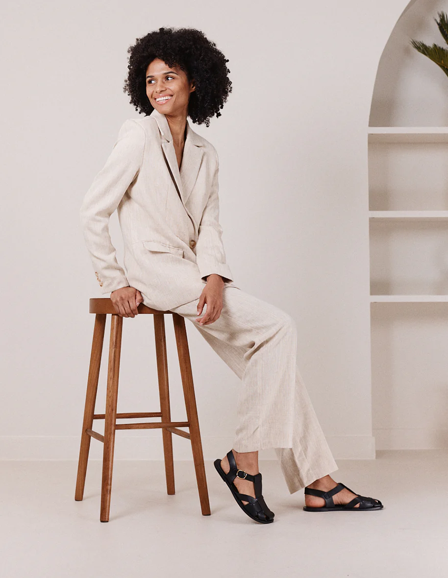 Sandales plates Solange - Cuir noir