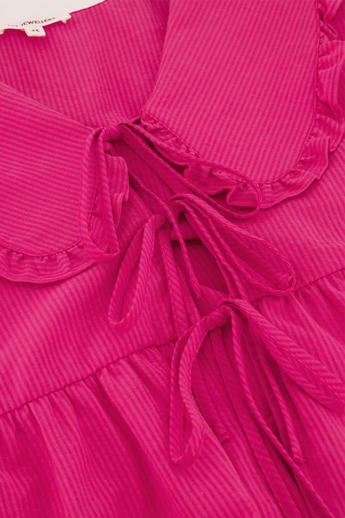 Gestreepte roze blouse met strikjes