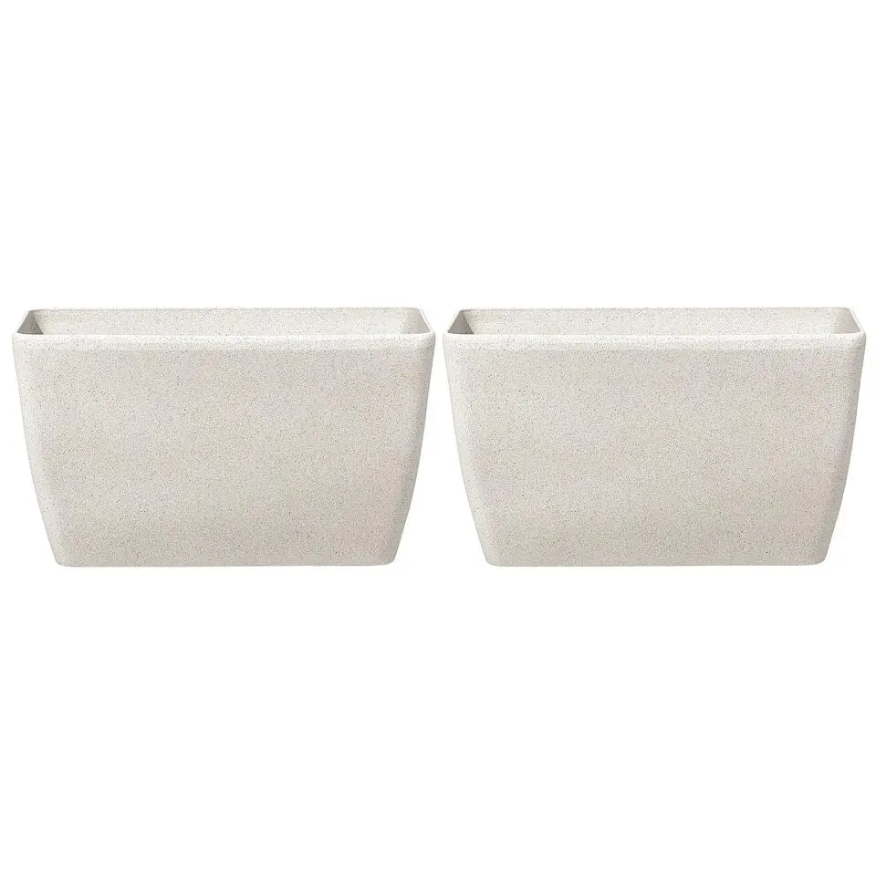 BARIS - Bloempot set van 2 - Beige - Groot - Stenenmix
