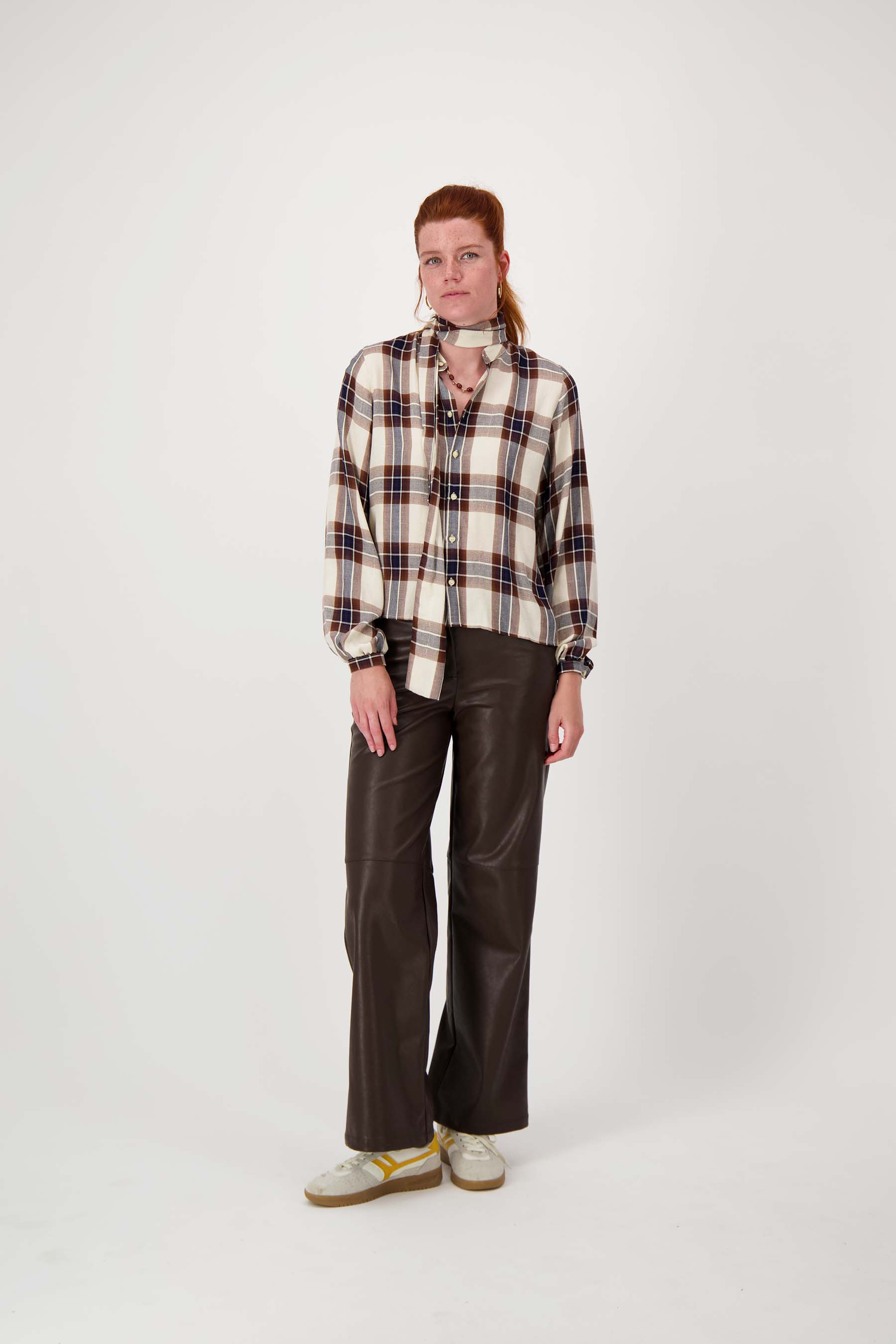 ruit blouse met strik