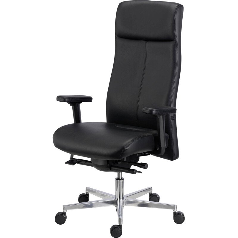 Fauteuil de bureau Tera Sitness cuir - avec accoudoirs - Mécanisme Synchrone - Pied aluminium