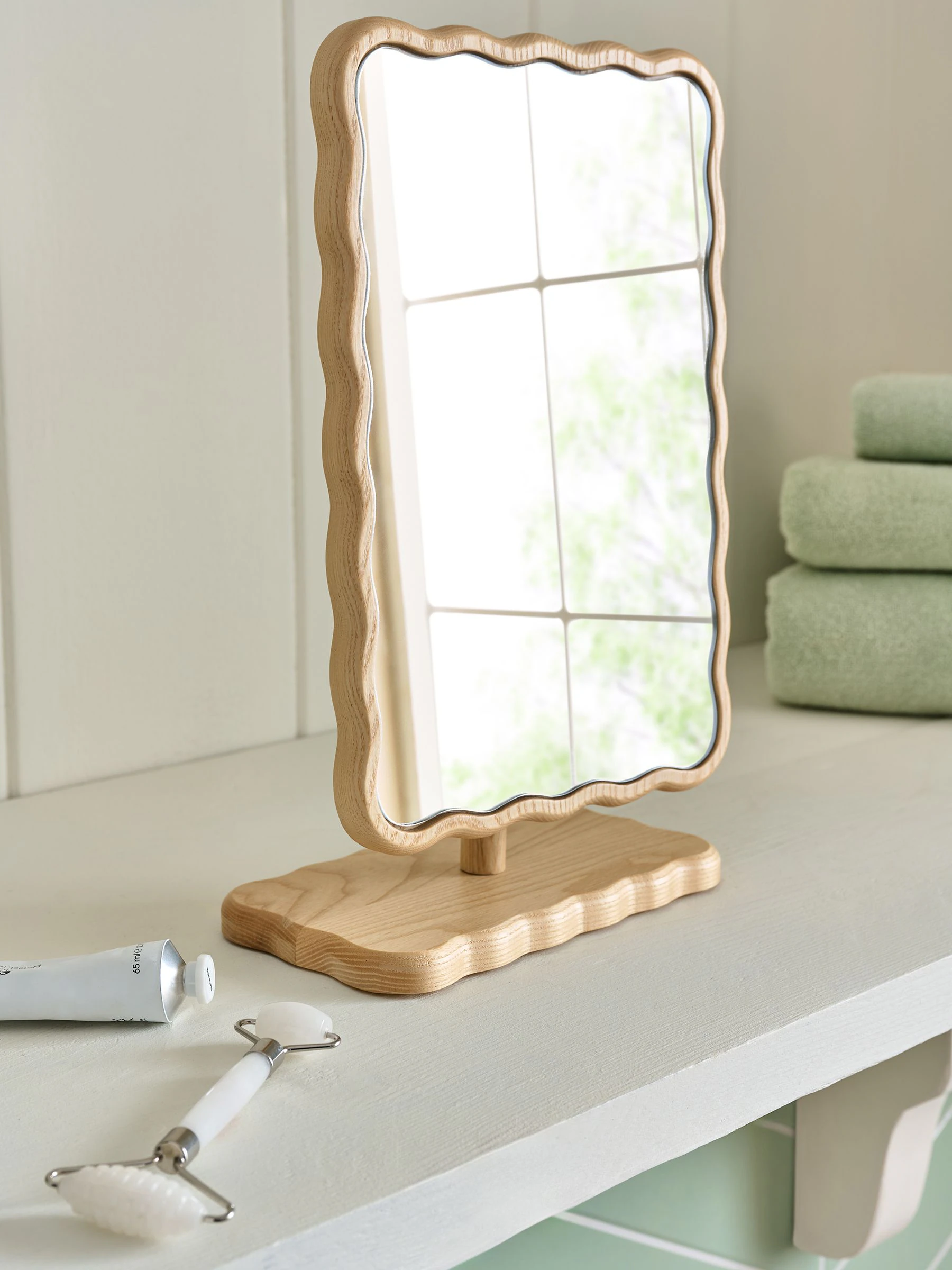 Wooden Wavy Pine Dressing Table Mirror